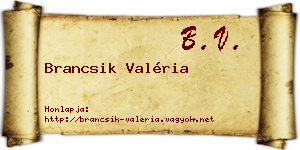 Brancsik Valéria névjegykártya